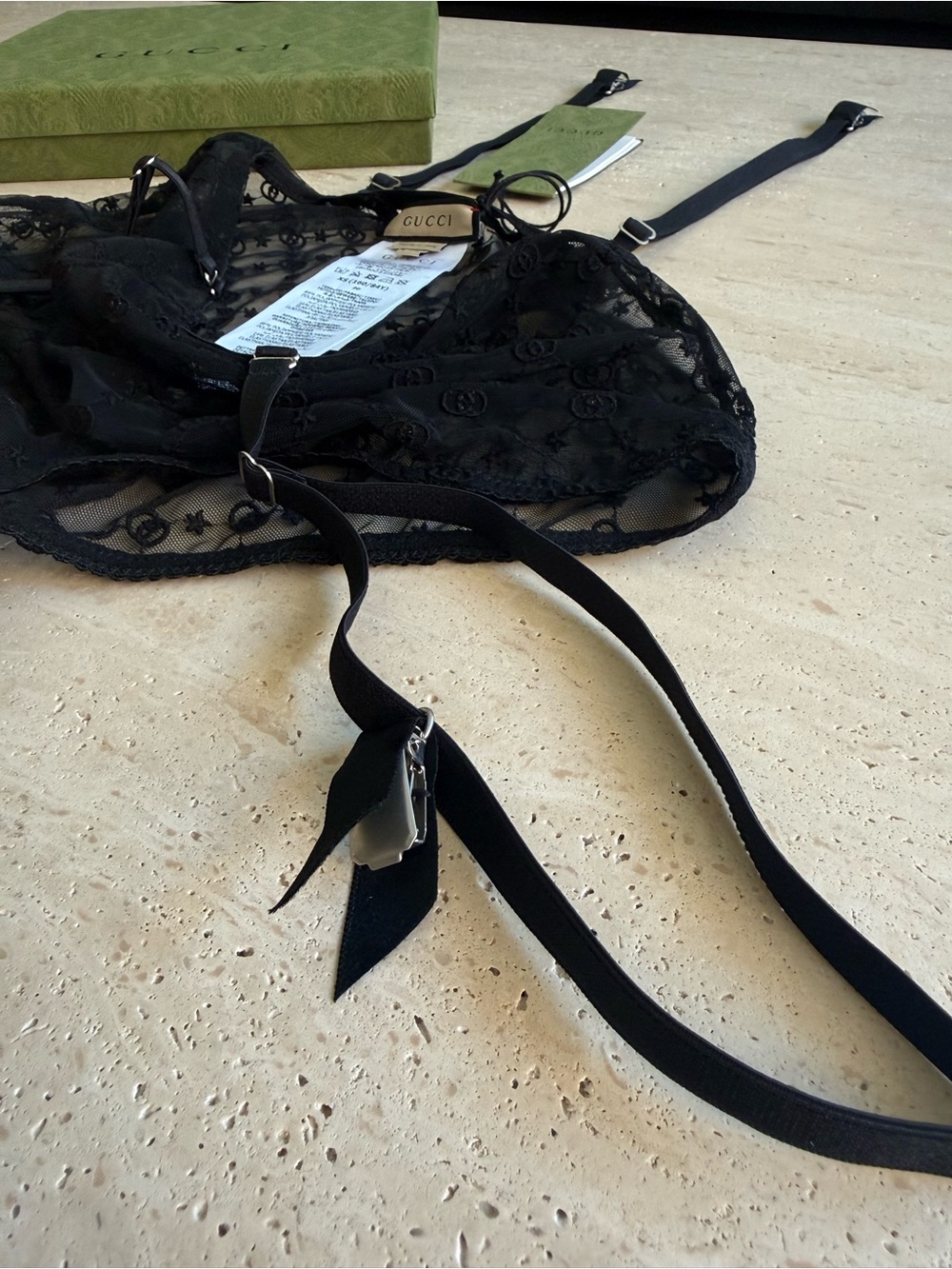 NWT GUCCI  Black GG Star Tulle Garter Panties Size/ XS - Picture 7 of 16